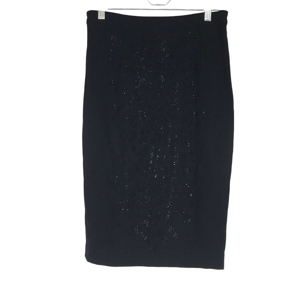 A.L.C. -WOMEN'S 0 - BLACK SEQUIN VISCOSE LINED PENCIL SKIRT